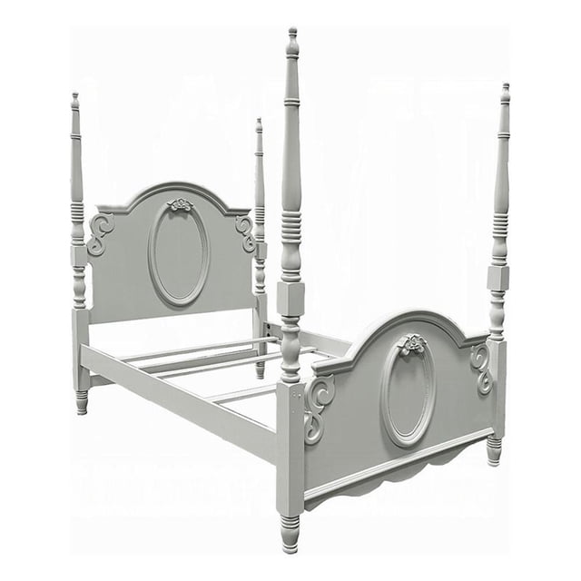 Lit à Baldaquin Format Simple Auri - Tête de Lit Arquée - Motifs Floraux Classiques - Gris