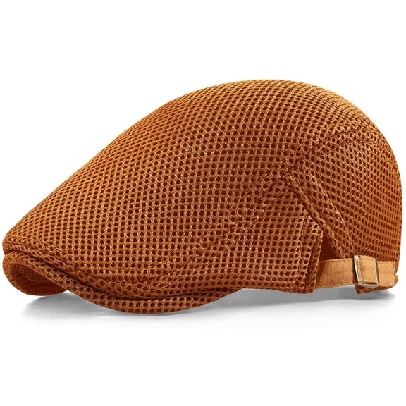 Minzimin Men's Mesh Cap Breathable Summer Newsboy Hat Adjustable Beret Cabbie Driving Hats