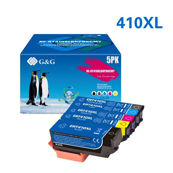 G&G 410XL T410XL Ink Cartridge used for Epson XP-830 XP-7100 XP-530 XP-630 BCMY 5-Pack