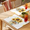 thumbnail image 4 of Summer Sunflower Placemats Set of 8, Retro Watercolor Yellow Flowers Non-Slip Place Mats Washable Table Mats for Kitchen Dining Table Decorations Indoor/Outdoor, 4 of 9
