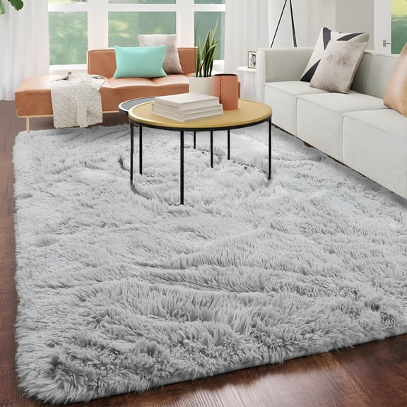 RLESO 5 X 7 Ft Shaggy Area Rugs for Bedroom Living Room Ultra Plush Fluffy Fuzzy Rug,Rugs for Kids Room Non-Slip Pvc Backing,2" Thick Soft Carpet Modern Home Decor,Gray