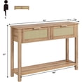 thumbnail image 3 of Zzistar Rattan Console Table for Entryway - 43" Boho Sofa Table with 2 Drawers & Lower Shelf, Mid-Century Modern Hallway Table, Slim Farmhouse Accent Table for Living Room, Bedroom, 3 of 6