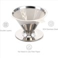 thumbnail image 2 of 2X pour Over Coffee Dripper Reusable Drip Cone Coffee Filter Portable pour Over Coffee Maker Home Office Camping,2 x Coffee funnel,Silver, 2 of 9