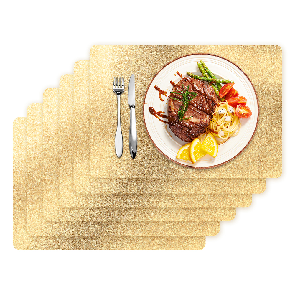 Gold Placemats Set of 6 Wipe Clean PVC Kitchen Dining Table Mats