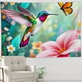 thumbnail image 5 of RKSupls Spring Tapestry Wall Art, Hummingbird with Pink Flower Hanging Tapestry Decoration for Happy New Year Bedroom, Living Room, Dorm, Apartment Hallway Home Decor,90*60in, 5 of 5