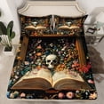 thumbnail image 2 of Homewish Flowers Skull Twin Sheet Sets 3pcs for Female Men Women,Retro Vintage Twin Fitted Sheet Microfiber,Gothic Style Breathable Flat Sheet,Microfiber Bedroom Decor, 2 of 7