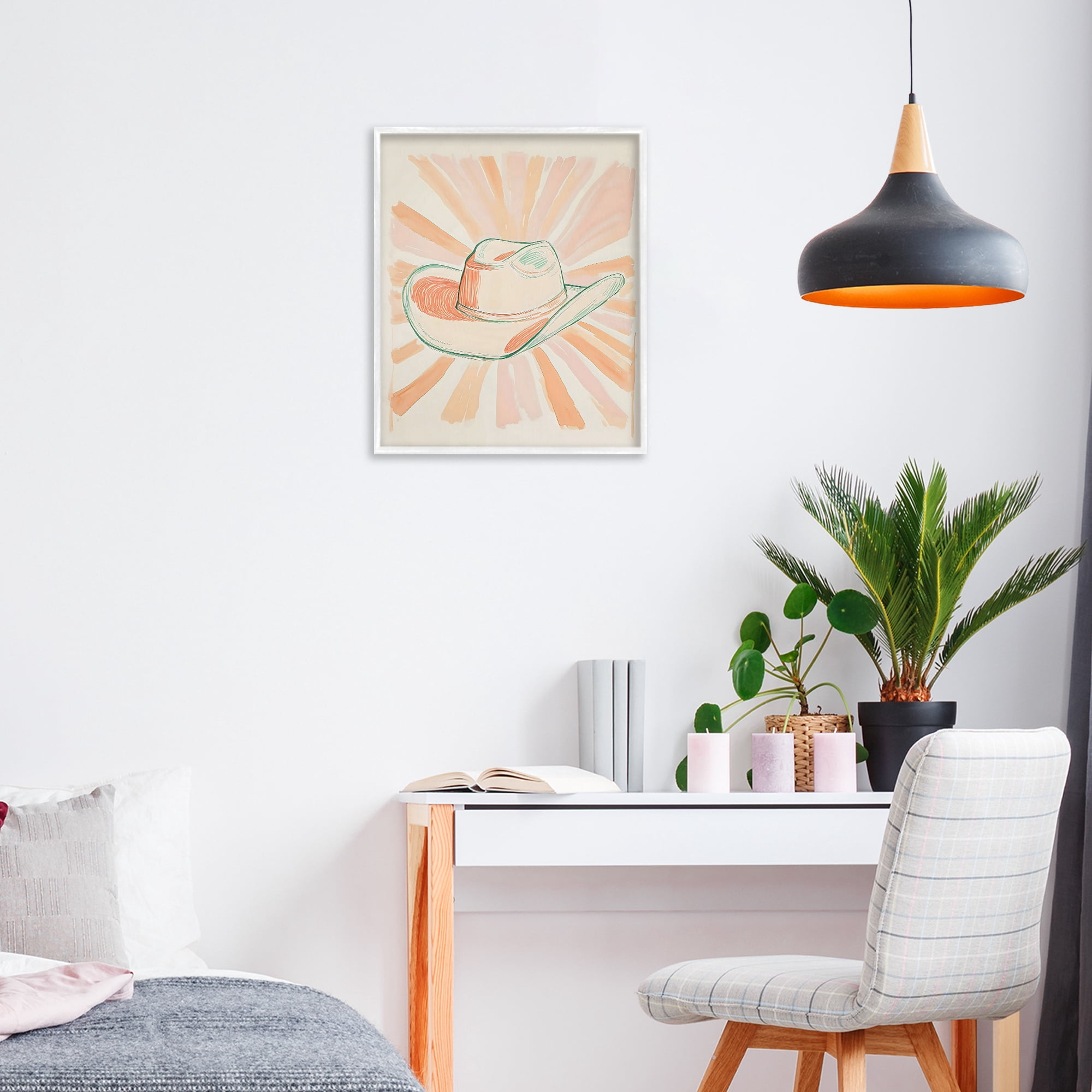 Stupell Industries Sunburst & Cowboy Hat White Framed Giclee Art, design by The Prints Vibe