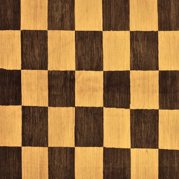Ahgly Company Indoor Square Checkered Brown Modern Area Rugs, 8' Square