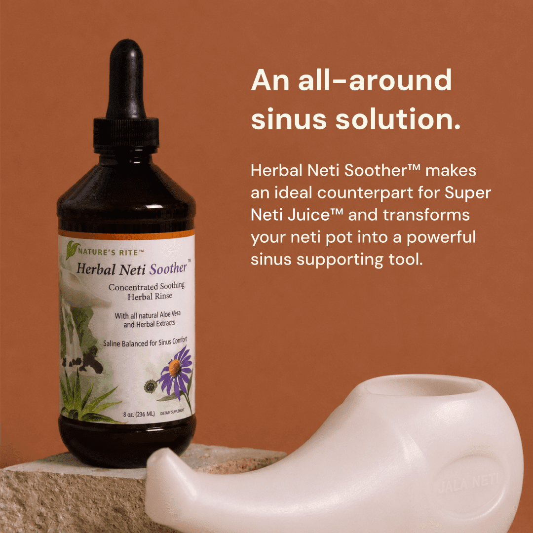 Nature’s Rite Herbal Neti Soother, 8oz Nasal Rinse Concentrate with Aloe Vera & Herbal Extracts, Saline-Balanced Formula