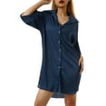 thumbnail image 6 of Aunavey Womens Button Up Sleep Shirt Boyfriend Nightshirt Pajama Top Nightgown, 6 of 8