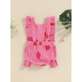 thumbnail image 3 of FEORJGP Infant Baby Girl Summer One-piece Rompers 0 3M 6M 12M 18M Toddler Cute Ruffle Sleeveless Jumpsuits Strawberry Print Square Neck Bodysuit Newboual Playsuits Clothes for Daily Vacation, 3 of 7