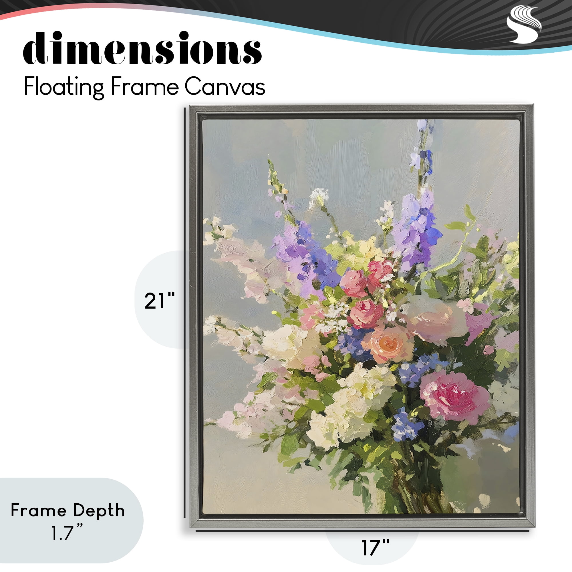 Stupell Industries Romantic Pastel Garden Bouquet Gray Framed Floater Canvas Wall Art, design by The Prints Vibe