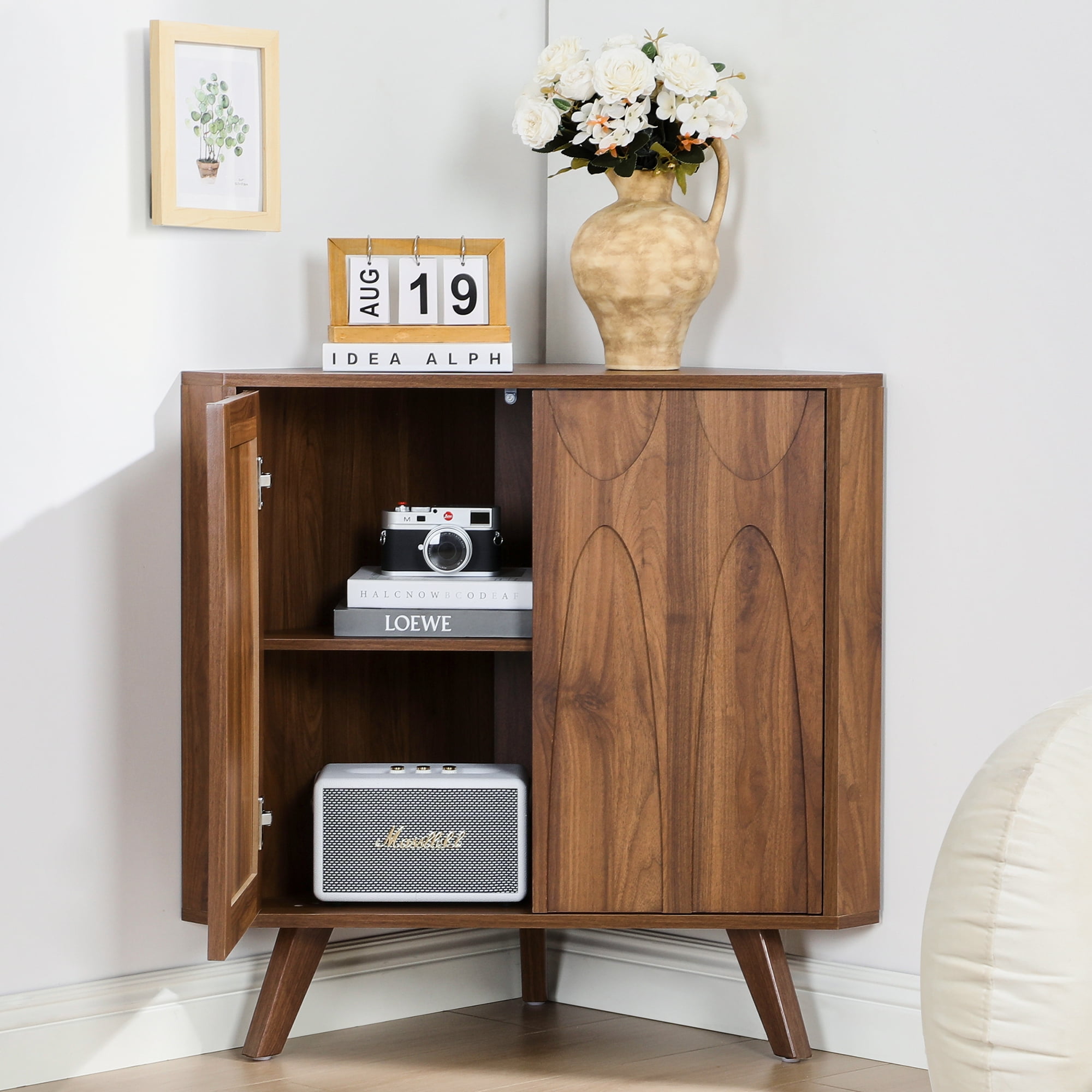 LEFHDA Adjustable Shelf Corner Cabinet with 2 Doors — Freestanding
