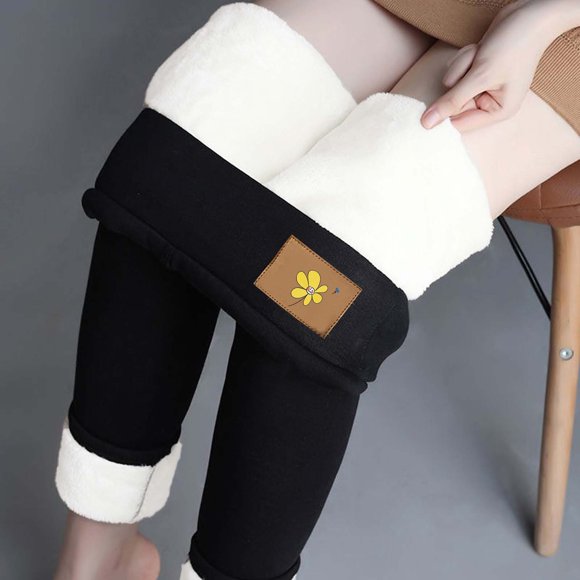 Aboser Fleece Lined Leggings Women 2024 New Pants Slimming High Waisted Tights Thicken Thermal Yoga Pants Fluffy Wool Pants