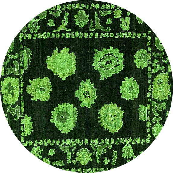 Ahgly Company Indoor Round Abstract Green Modern Area Rugs, 3' Round