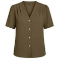 thumbnail image 3 of Cilsoka Blouses for Women Dressy Casual V Neck Summer Short Sleeve Button Down Shirts Business Work Tops S-XXL, 3 of 5