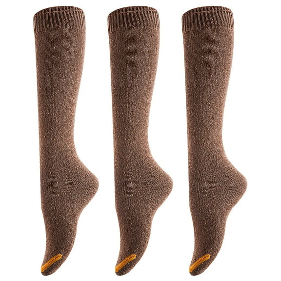 Lovely Annie Women's 3 Pairs Pack Knee-High High Crew Cotton Boot Socks SizeCoffee