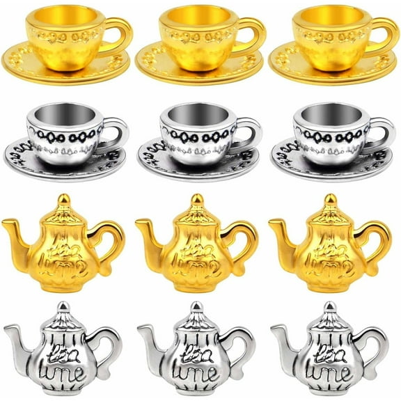 40 Pieces Teapot Tea Cup Charms Pendants Alloy Coffee Mug Charms Jewelry Making Accessories for DIY Bracelet Necklace Earrings Craft Supplies, 2 Colors