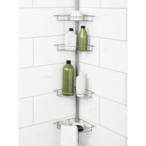 Zenna Home Tension Pole Shower Caddy, 4 Shelves, Satin Nickel