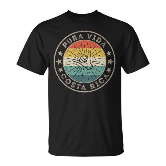 Surf Quote Clothes Tee Unisex Adult Cotton T-Shirt with Surfing Accessories Graphic Casual Costa Rica Souvenir Shirt for Beach and Surf Enthusiasts, Size S, Color Black