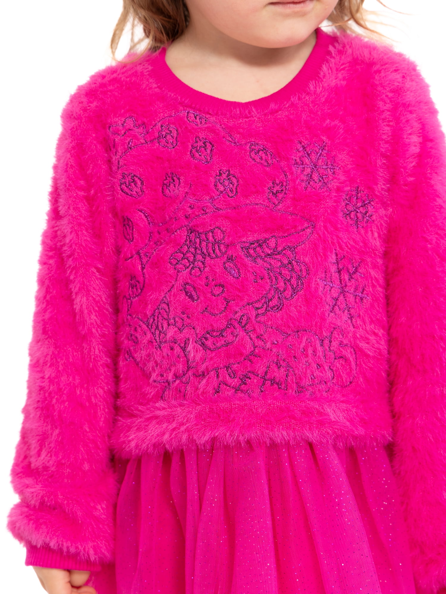 Strawberry Shortcake Toddler Girls Long Sleeve Eyelash Knit Tutu Dress Sizes 12M 5T