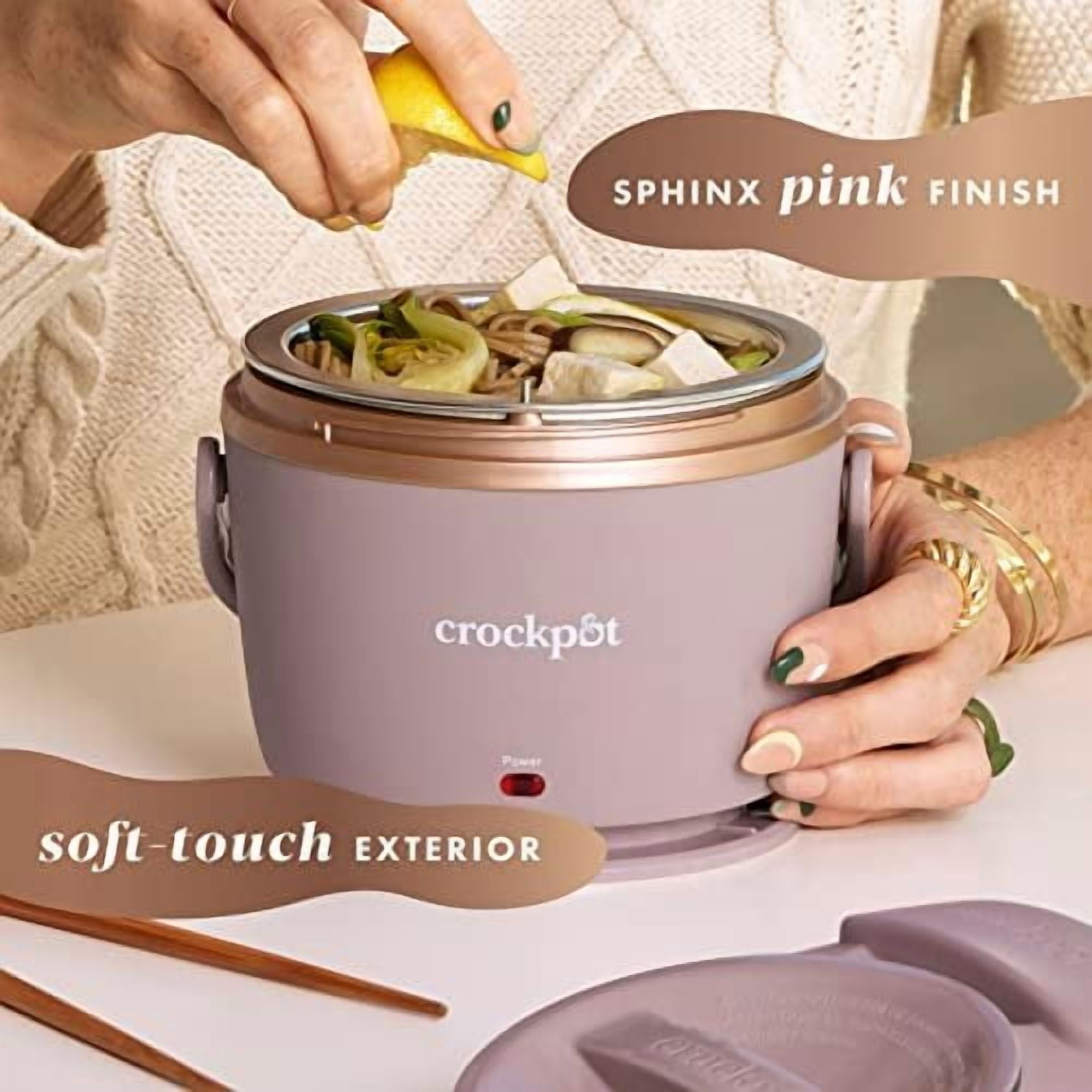 Crock-Pot Electric Lunch Box, 20-Ounce Portable Food Warmer, Blush Pink , Perfect for Travel, On-the-Go & Office Use  Stylish, Spill-Free & Dishwasher-Safe  Ideal Men & Women's Gifts