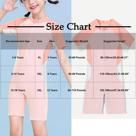 Fesfesfes Girls Swimsuit Children's Girls' Color Blocked Swimwear Fashion and Stylish Short Sleeved Zippers Cute and Sweet Ruffle Bathing Suit(Blue,8 Years)