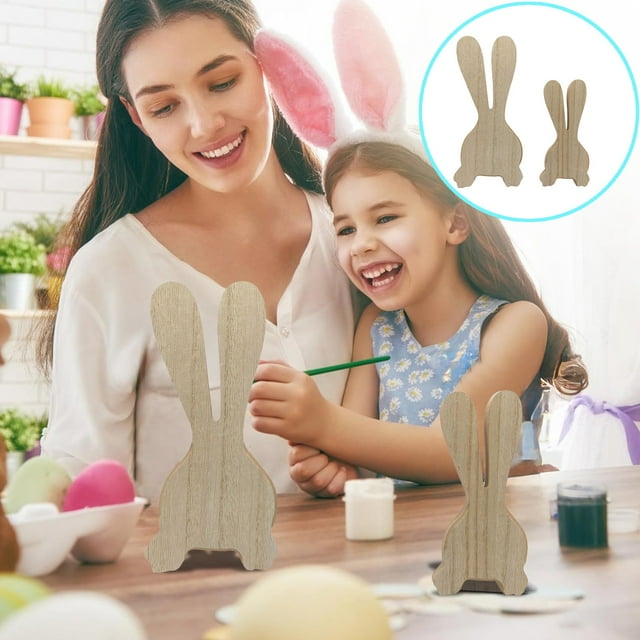 Binwennn 2pcs Easter Bunny Decoration Exquisite Wood Rabbit Shape Decoration For Home For Daily Easter For Present (Long Eared Rabbit 2 Piece Set) Ds9 Ornament Matrix Ornament Christmas Three
