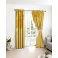 thumbnail image 3 of Yellow Golden Floral Blackout Curtains for Bedroom/Living Room, Thermal Insulated Kitchen Curtains, Spring Summer Shiny Flowers Grommet Darkening Window Treatment Drapes 52"x72"x2, 3 of 8