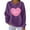 Purple, variant on Stamzod Fall Tops for Women 2025 Fashion Heart Printed Long Sleeve Valentines Sweatshirts Womens Loose Casual Crewneck Sweatshirt Red M