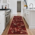 thumbnail image 2 of GlowSol 2'x6' Runner Rug Hallway Kitchen Leaf Pattern Runner Rug Soft Non Slip Bedroom Runner Rug for Laundry Entryway, Red, 2 of 7