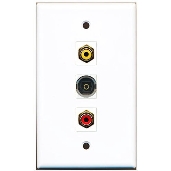 RiteAV - 1 Port RCA Red and 1 Port RCA Yellow and 1 Port Toslink Wall Plate