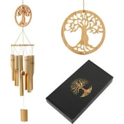 Deals Gift Bamboo Wind Chimes 34.5 inch Handmade Wall Hanging Music Windchime Tree of Life Wood Wind Chimesfor Patio Garden Home Decoration  halloween Christmas outdoor Decoration
