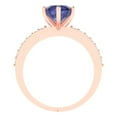 thumbnail image 4 of 1.71ct round cut blue tanzanite 14k rose gold Bridal Wedding Engagement Promise Anniversary Ring for Women size 9.25, 4 of 7