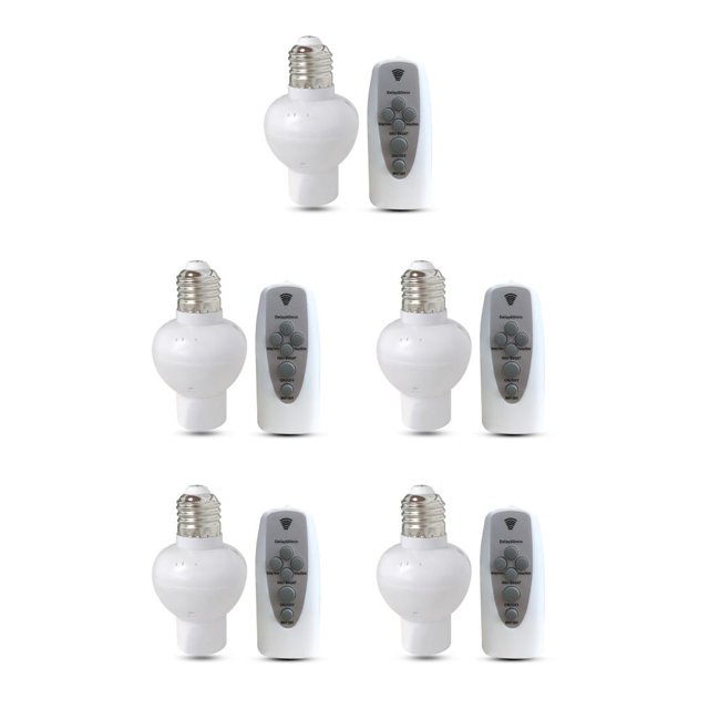 Transemion Base de Lampe Sans Fil Télécommande Amovible Portable E27 Support Réglable Maison Intérieure Chambre Interrupteur à Lumière Prise Montré comme Image 5Set