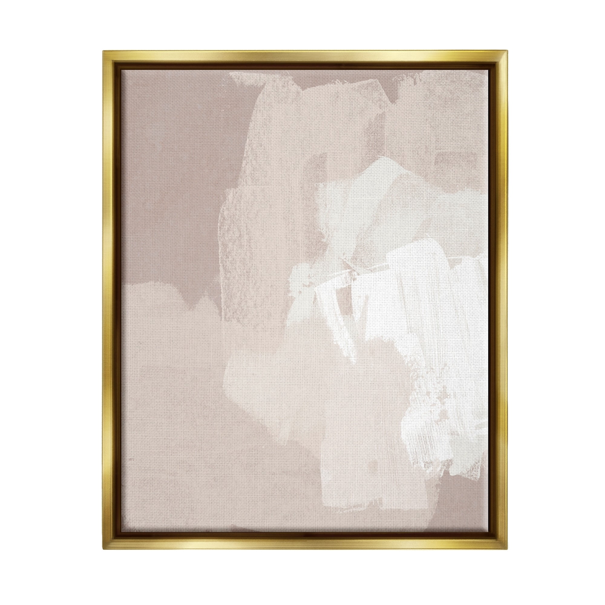 Stupell Industries Abstract Neutral Tones Beige Boho Brush Strokes Painting Metallic Gold Floating Framed Canvas Print Wall Art, Design by June Erica Vess