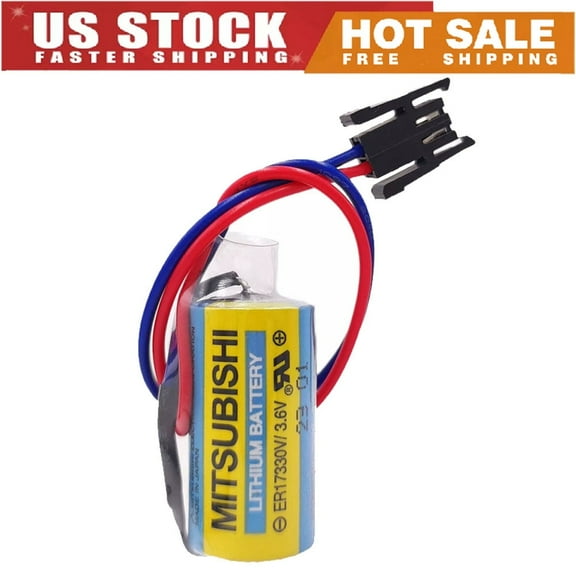 1pcs MR-BAT ER17330V 3.6V 1700mAh Lithium Battery for CNC System A6BAT ER17330V 3.6V PLC Battery with Black Plug