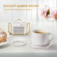 thumbnail image 2 of Geichan Marble Gold Coasters for Drinks Absorbent with Cork Base, 6pcs Drink Coasters for Wooden Table with Metal Holder, Gold Ceramic Cup Coaster Set Home Decor for Tabletop Protection, 2 of 6
