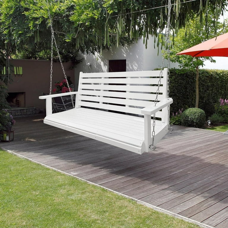 2 Person Fir Wood Porch Swing White