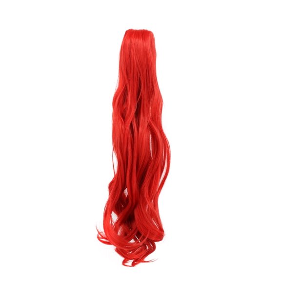 Karlery Clip rizado en garra gruesa con cordón de cola de caballo de pelo multicolor extensión de pelo de cola de caballo (rojo)