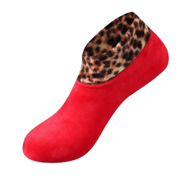 FhsagQ Chaussettes pour Femmes, Chaussettes Sans Entrejambe avec Jarretelles, Chaussettes d'Hiver Chaudes Léopard pour Lit, Chaussettes Non Thermiques pour Intérieur, Chaussettes de Sommeil Rouges Taille Unique