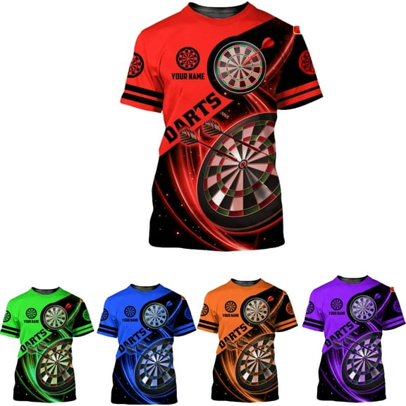 Personalized Dart Shirts Men Women 3D Polo Custom Name Team Jersey Funny Dartboard Shirt S-5XL Gifts (Red, S)
