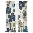 thumbnail image 6 of Navy Blue Green Floral Sheer Curtains for Living Room Bedroom Vintage Botanical Leaves Sheer Curtains 84 Inch Long 2 Panels Set Light Filtering Curtain Window Treatments Drapes for Dining Room, 6 of 6