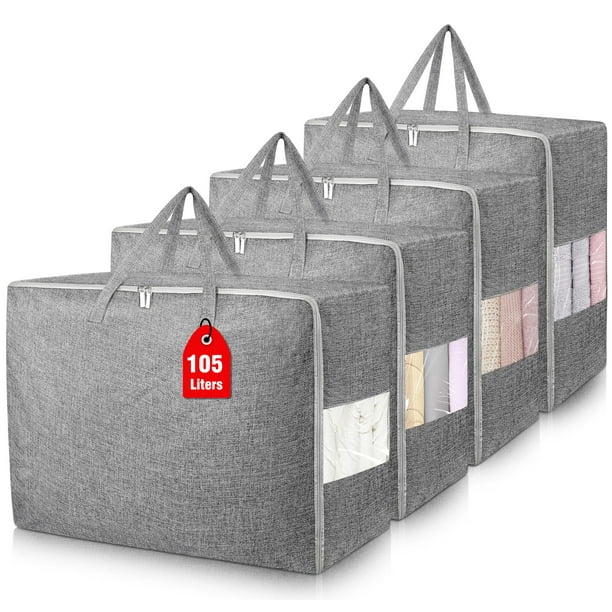Bolsas de almacenamiento Besslly, 105 L, extra grandes, para ropa, paquete de 4