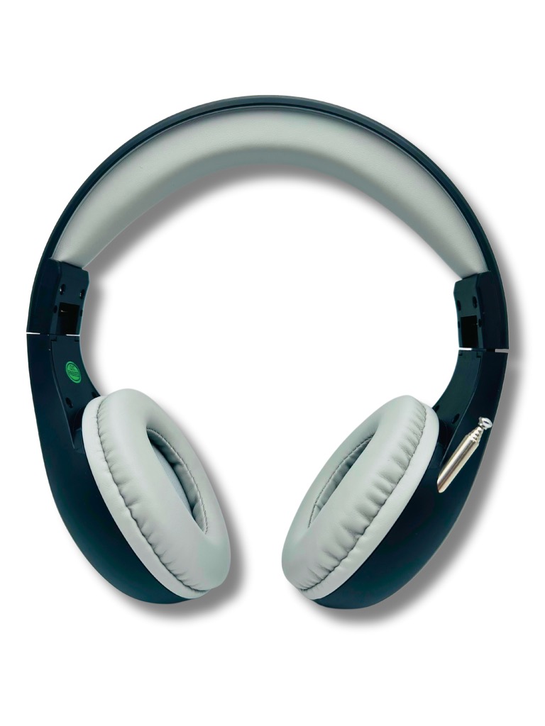 FM Radio Headphones Pull-Out Antenna, Great Reception, Sound Quality, Light Weight, Walking, Ease of Use, Jogging, Relaxing, School, Talk Radio, Require 2AA Batteries (Not Included) Black & Gray