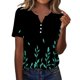 thumbnail image 1 of Tops de Manga Corta de las Mujeres Impreso Cuello en V, Suelto Casual Top para el Hogar Y las Actividades Diarias, 1 of 8