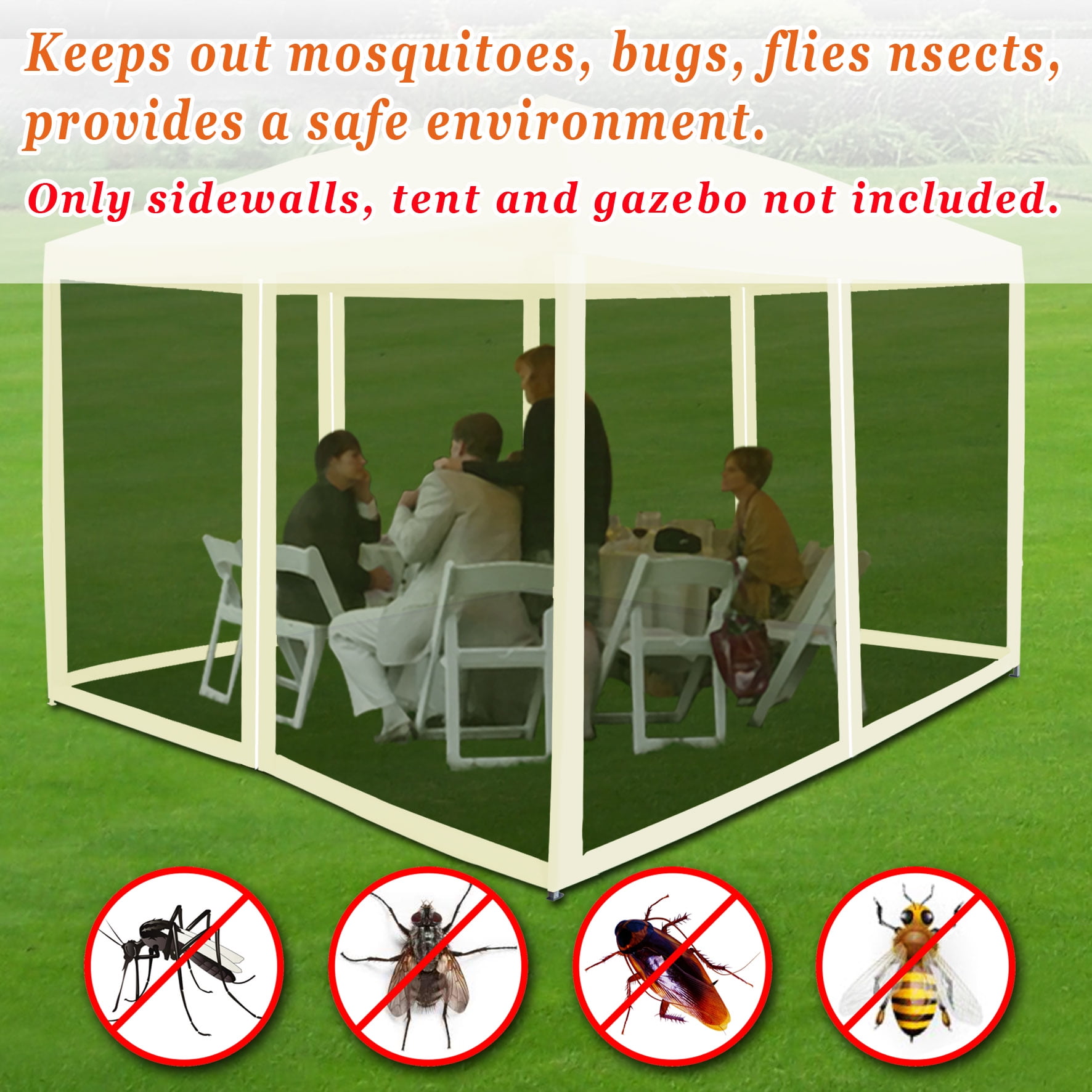 Sunny Replacement 8' x 6' Instant Gazebo Mesh Sidewalls