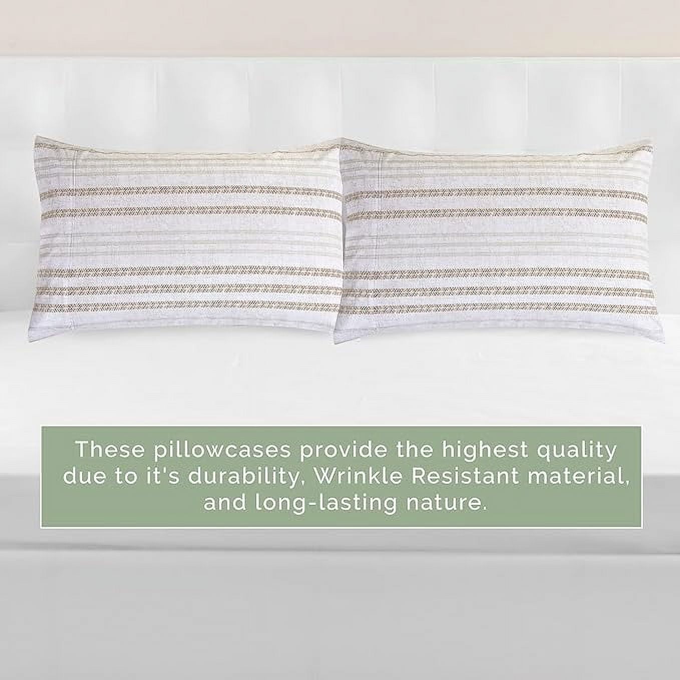 Elegant Comfort Set of 2 Striped Pint Pillowcases - 1500 Series Hotel Quality Microfiber, Soft and Smooth Envelope Closure- King, Traci Linen