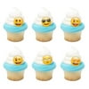 24 Emoji Moods Cupcake Cake Rings Birthday Party Favors Toppers