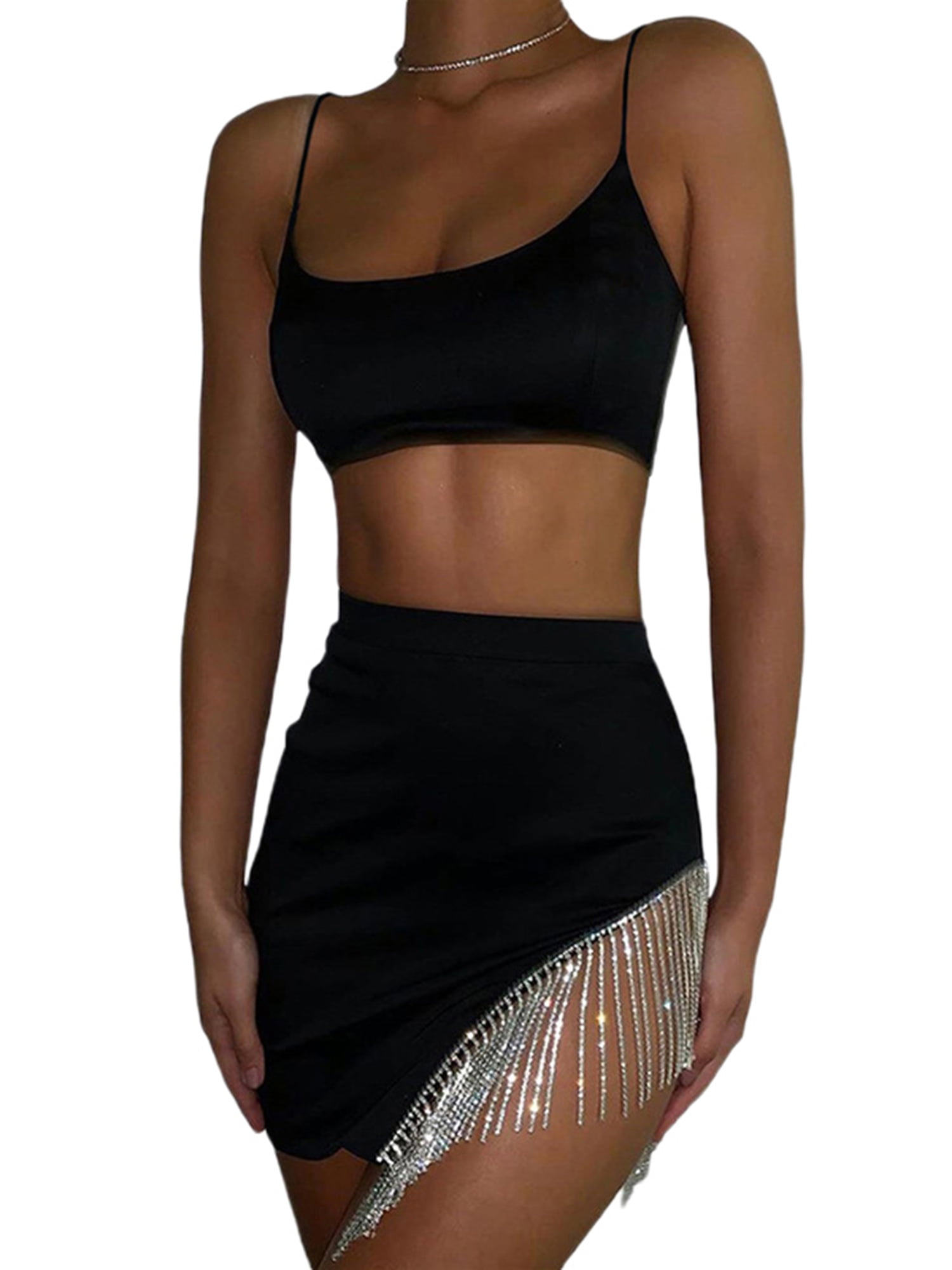 Hot Women's Lingerie Open Back Crop Top Micro Skirt Bodycon Mini Dress Clubwear 